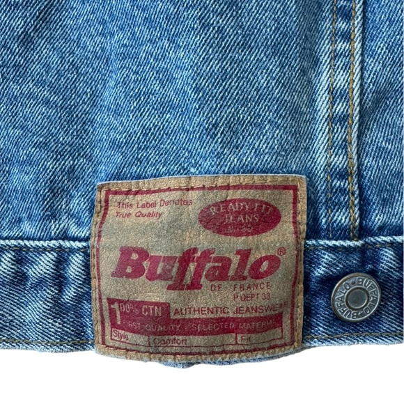 VTG Buffalo Jean Jacket 100% Cotton Rare Embroidery “YOP” Size: M - Picture 2 of 6